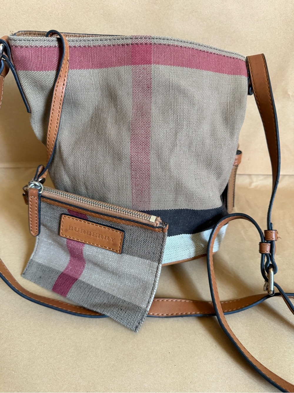 Burberry 2000-2017 Mini Mega Check Canvas Ashby Tassel bucket bag